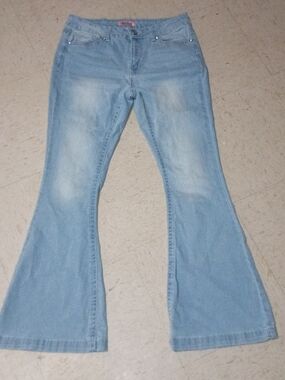 Women's Light Blue Flare Jeans - Retro Wide Leg Denim